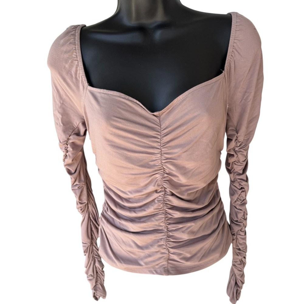 NWT Ruched Long Sleeve Top blush color
